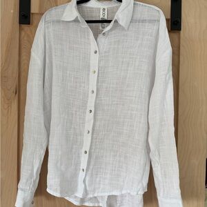 Cotton On White Long Sleeve Beach Shirt